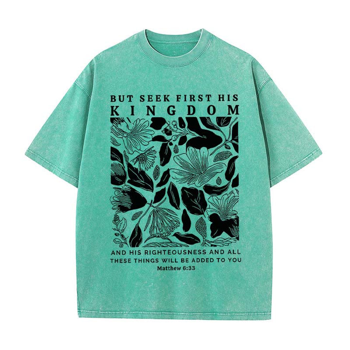 Christianartworkshop Unisex-T-Shirt mit Aufschrift "But Seek First His Kingdom", gewaschen