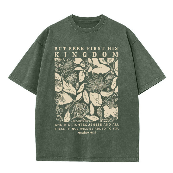 Christianartworkshop Unisex-T-Shirt mit Aufschrift "But Seek First His Kingdom", gewaschen
