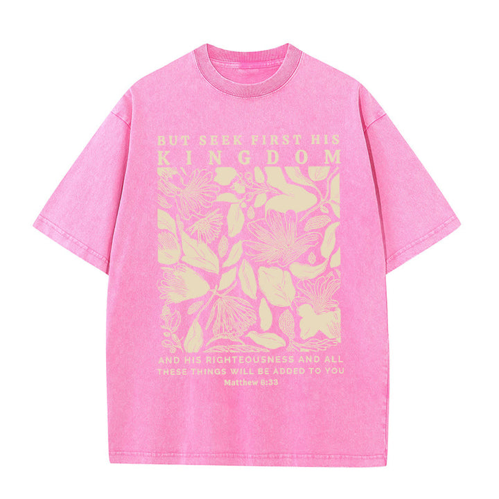 Christianartworkshop Unisex-T-Shirt mit Aufschrift "But Seek First His Kingdom", gewaschen - Rosa - 5XL - image 9