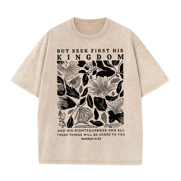 Christianartworkshop Unisex-T-Shirt mit Aufschrift "But Seek First His Kingdom", gewaschen - Aprikose - 5XL - image 8