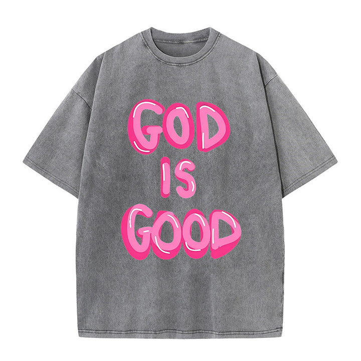 Christianartworkshop Unisex-T-Shirt mit Aufschrift „God Is Good“, gewaschen - Grau - 5XL - image 6