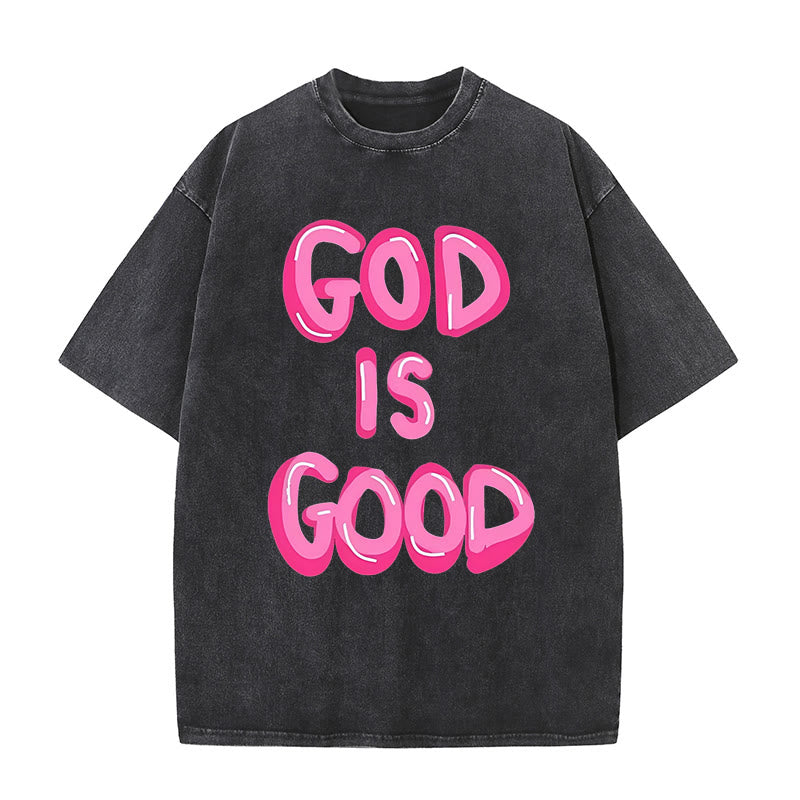 Christianartworkshop Unisex-T-Shirt mit Aufschrift „God Is Good“, gewaschen - Schwarz - 5XL - image 9
