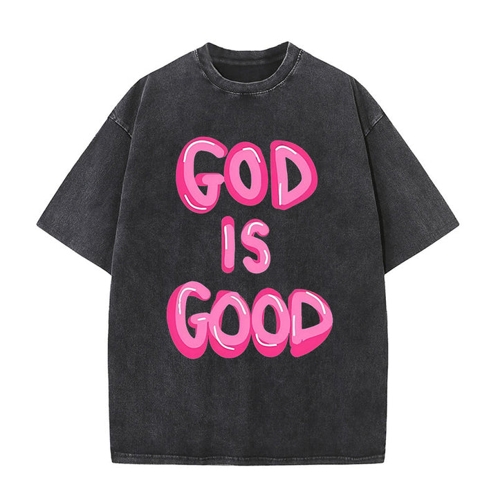Christianartworkshop Unisex-T-Shirt mit Aufschrift „God Is Good“, gewaschen - Schwarz - 5XL - image 9
