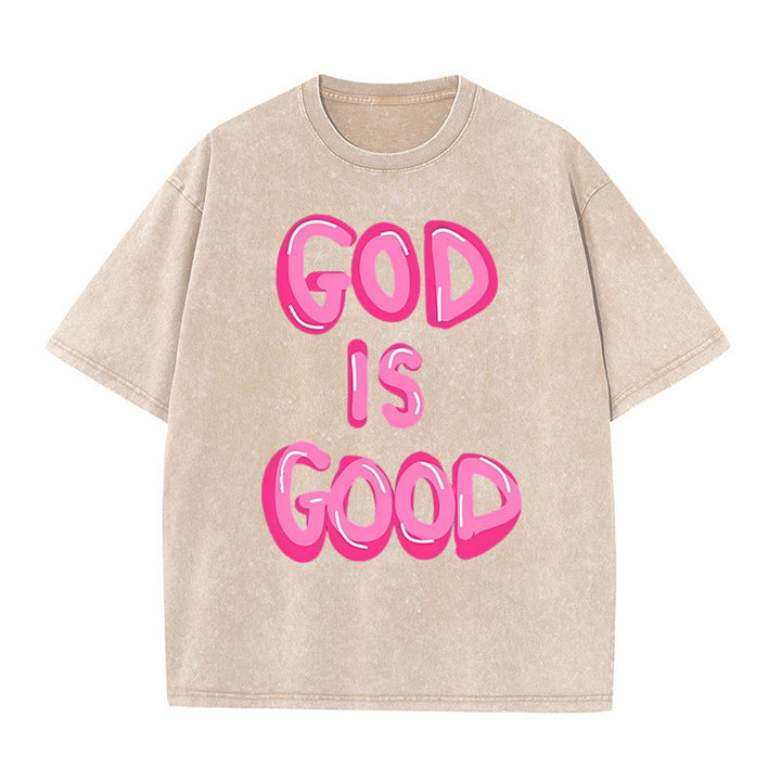 Christianartworkshop Unisex-T-Shirt mit Aufschrift „God Is Good“, gewaschen - Aprikose - 5XL - image 0