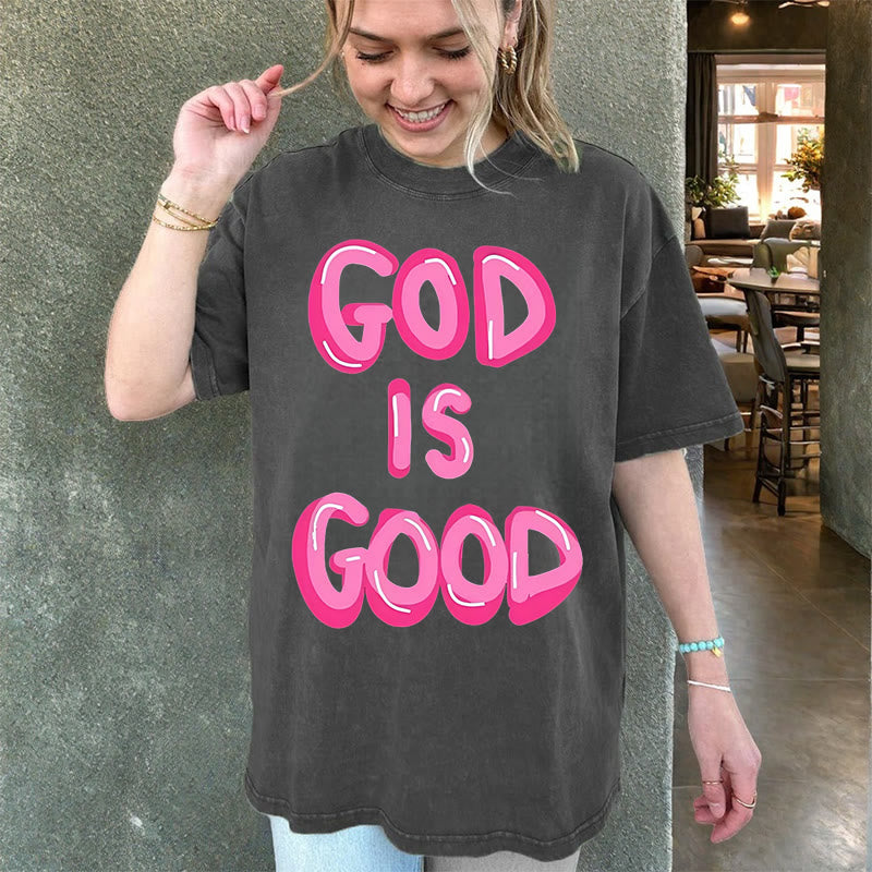 Christianartworkshop Unisex-T-Shirt mit Aufschrift „God Is Good“, gewaschen
