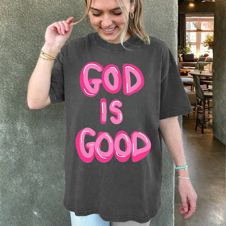 Christianartworkshop Unisex-T-Shirt mit Aufschrift „God Is Good“, gewaschen