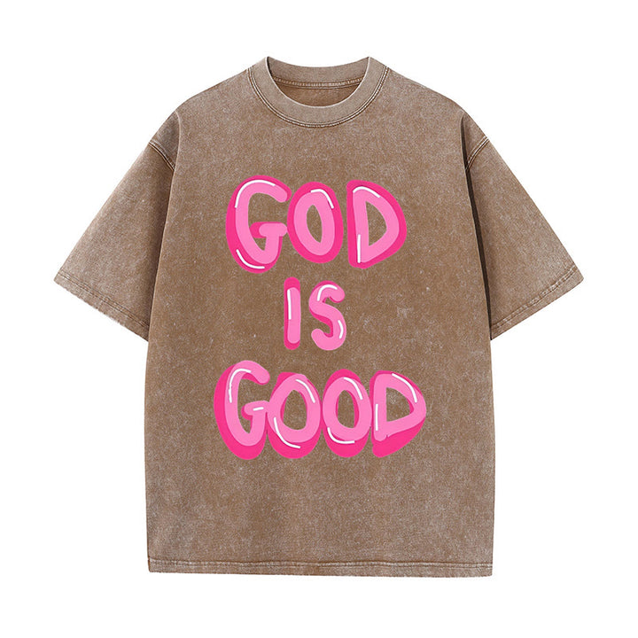 Christianartworkshop Unisex-T-Shirt mit Aufschrift „God Is Good“, gewaschen - Kaffee - 5XL - image 8