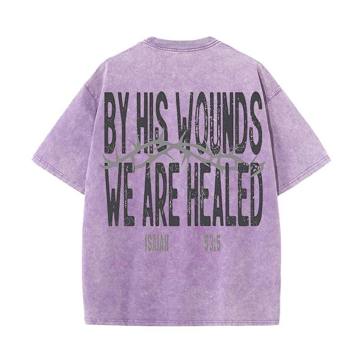 Christianartworkshop Unisex-T-Shirt mit Aufschrift „By His Wounds We Are Healed“, gewaschen