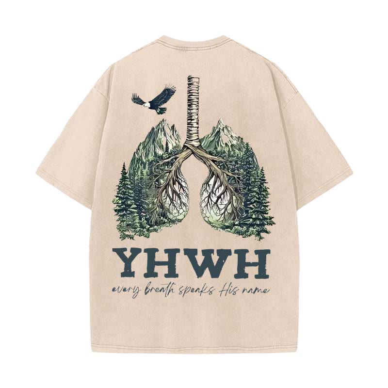 Christianartworkshop Unisex-T-Shirt mit Aufschrift „Jeder Atemzug spricht seinen Namen“, gewaschen - Aprikose - 5XL - image 9