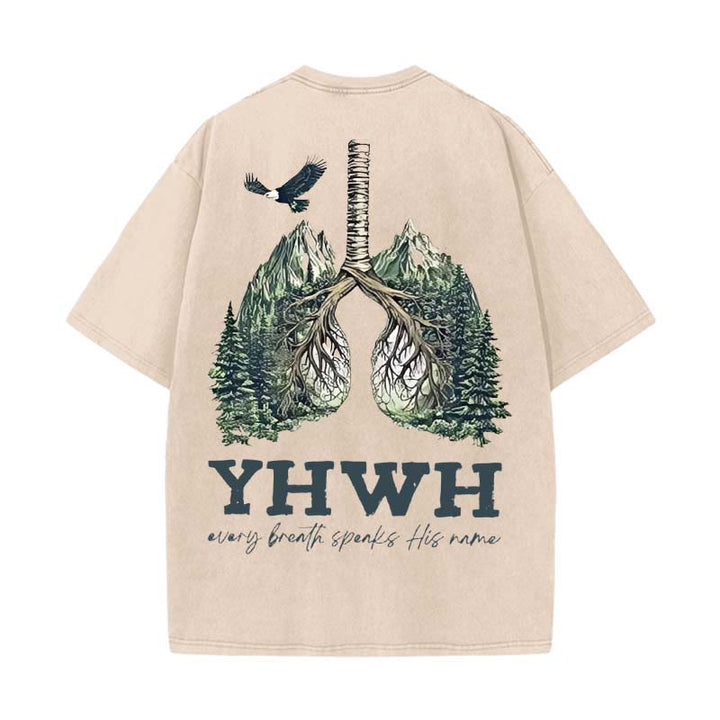 Christianartworkshop Unisex-T-Shirt mit Aufschrift „Jeder Atemzug spricht seinen Namen“, gewaschen - Aprikose - 5XL - image 9