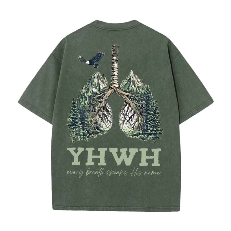 Christianartworkshop Unisex-T-Shirt mit Aufschrift „Jeder Atemzug spricht seinen Namen“, gewaschen - Armeegrün - 5XL - image 7