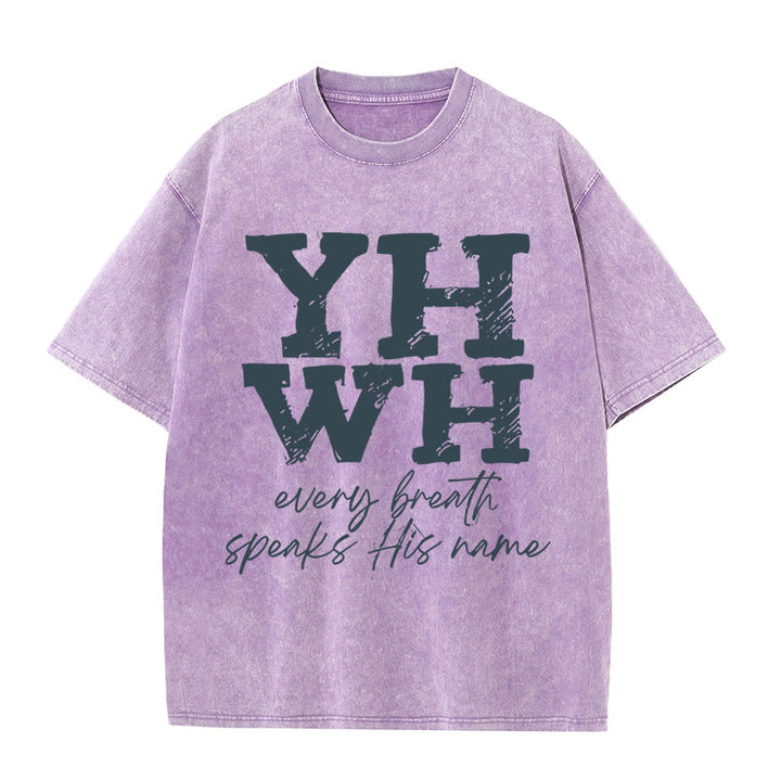 Christianartworkshop Unisex-T-Shirt mit Aufschrift „Jeder Atemzug spricht seinen Namen“, gewaschen