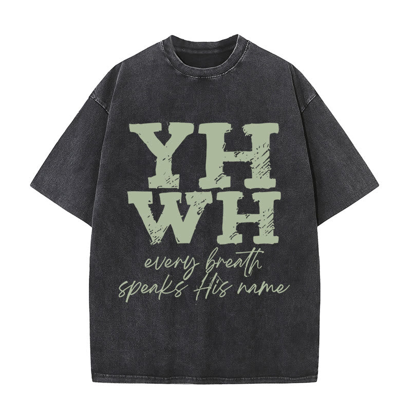 Christianartworkshop Unisex-T-Shirt mit Aufschrift „Jeder Atemzug spricht seinen Namen“, gewaschen