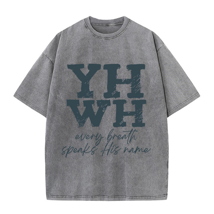Christianartworkshop Unisex-T-Shirt mit Aufschrift „Jeder Atemzug spricht seinen Namen“, gewaschen
