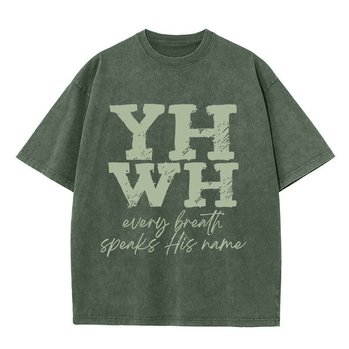 Christianartworkshop Unisex-T-Shirt mit Aufschrift „Jeder Atemzug spricht seinen Namen“, gewaschen