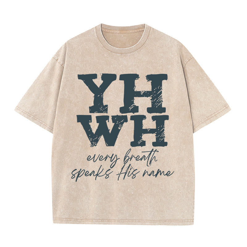 Christianartworkshop Unisex-T-Shirt mit Aufschrift „Jeder Atemzug spricht seinen Namen“, gewaschen