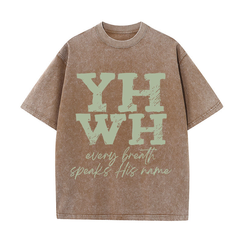 Christianartworkshop Unisex-T-Shirt mit Aufschrift „Jeder Atemzug spricht seinen Namen“, gewaschen