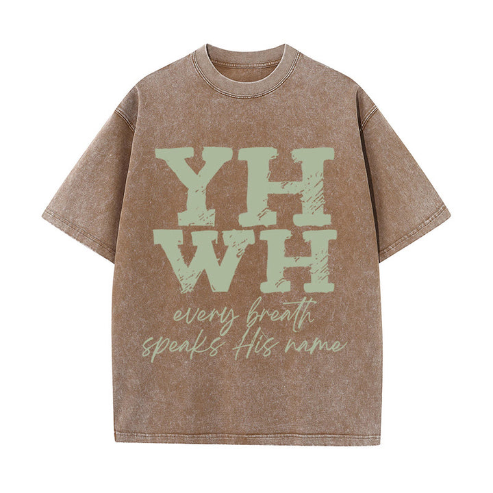 Christianartworkshop Unisex-T-Shirt mit Aufschrift „Jeder Atemzug spricht seinen Namen“, gewaschen