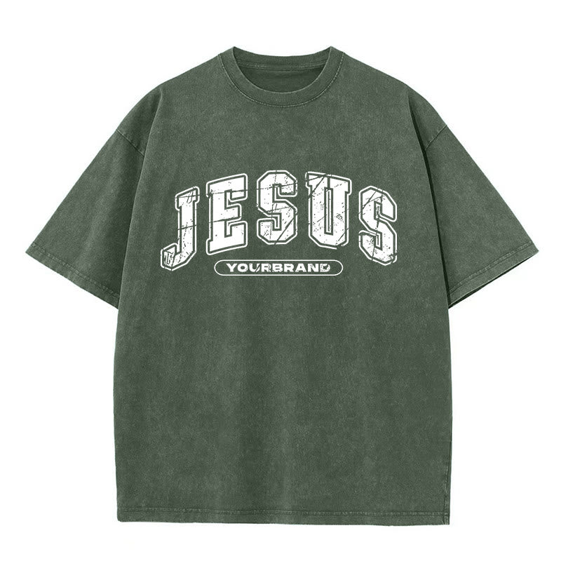Christianartworkshop Vintage Style Jesus Christus Unisex gewaschenes T-Shirt - image 1