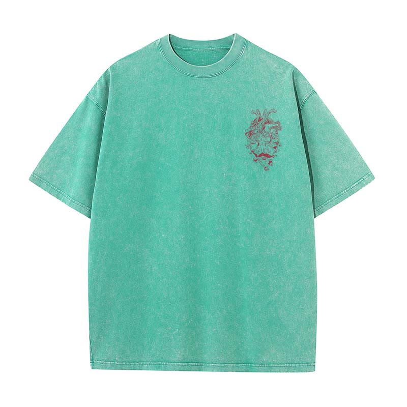 Christianartworkshop Herz Illustration Ezekiel Christian gewaschen T-shirt