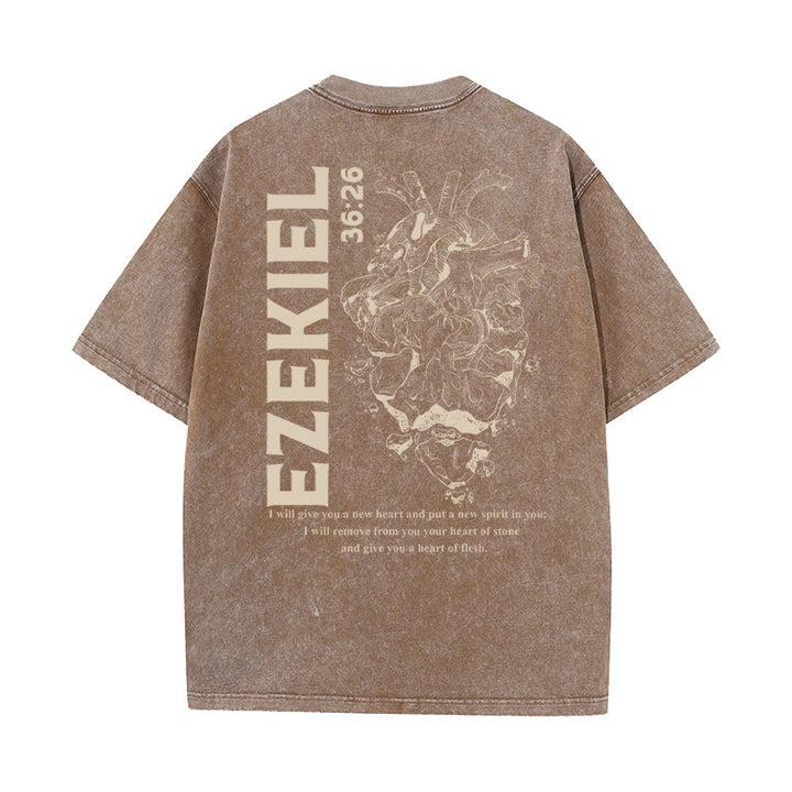 Christianartworkshop Herz Illustration Ezekiel Christian gewaschen T-shirt