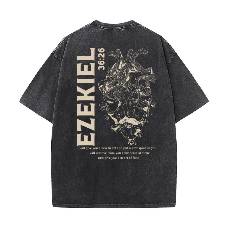 Christianartworkshop Herz Illustration Ezekiel Christian gewaschen T-shirt