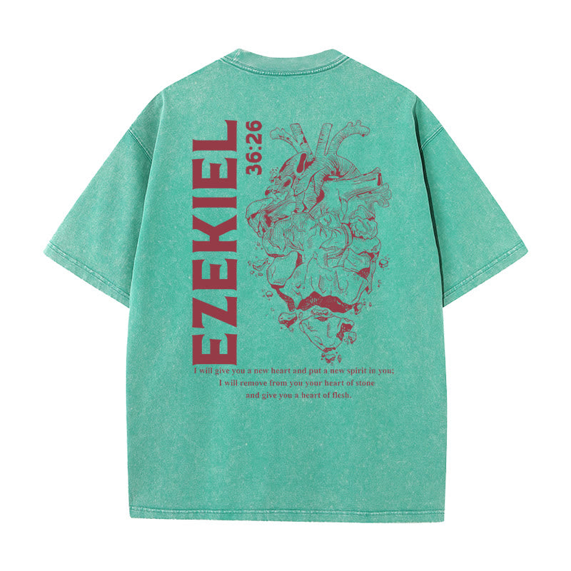 Christianartworkshop Herz Illustration Ezekiel Christian gewaschen T-shirt