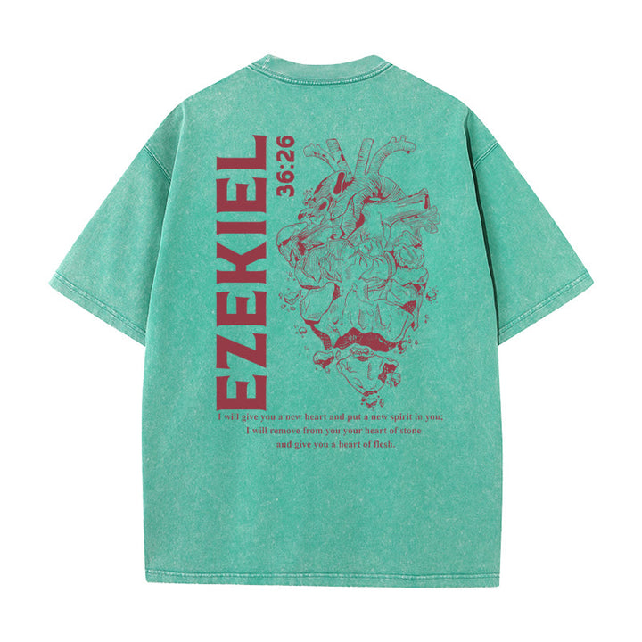 Christianartworkshop Herz Illustration Ezekiel Christian gewaschen T-shirt