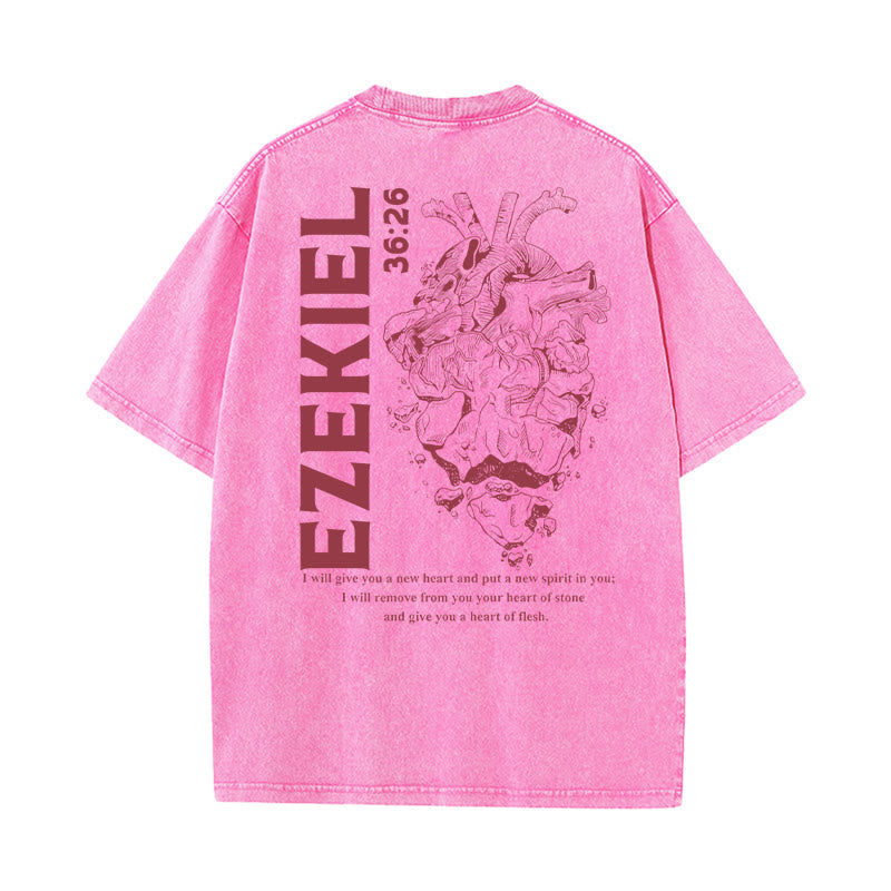Christianartworkshop Herz Illustration Ezekiel Christian gewaschen T-shirt