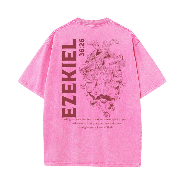 Christianartworkshop Herz Illustration Ezekiel Christian gewaschen T-shirt