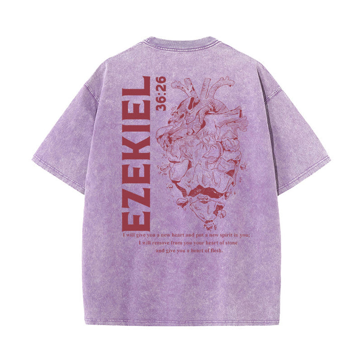 Christianartworkshop Herz Illustration Ezekiel Christian gewaschen T-shirt