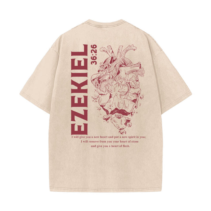 Christianartworkshop Herz Illustration Ezekiel Christian gewaschen T-shirt