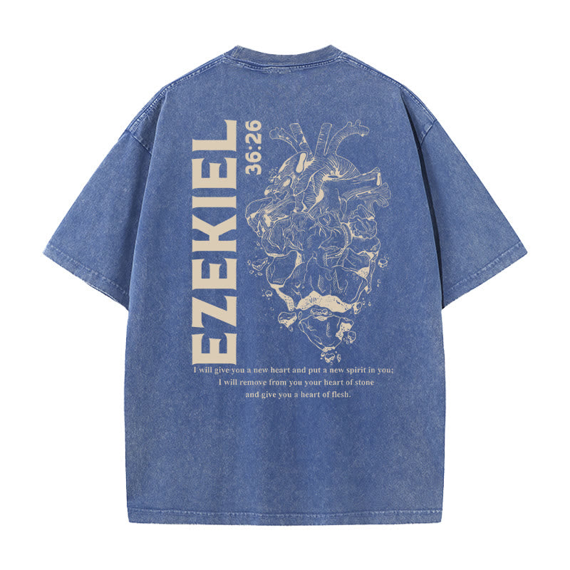 Christianartworkshop Herz Illustration Ezekiel Christian gewaschen T-shirt