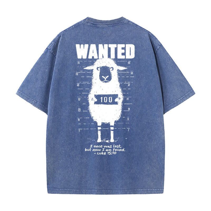 Christianartworkshop Wanted Sheep Unisex gewaschenes T-Shirt - Blau - 5XL - image 13