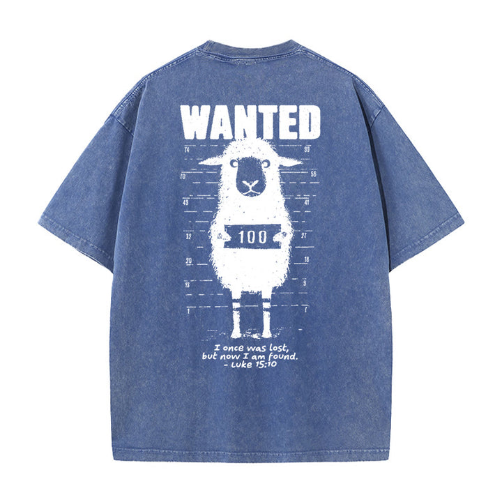 Christianartworkshop Wanted Sheep Unisex gewaschenes T-Shirt - Blau - 5XL - image 13