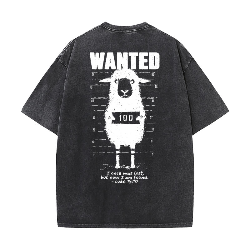 Christianartworkshop Wanted Sheep Unisex gewaschenes T-Shirt