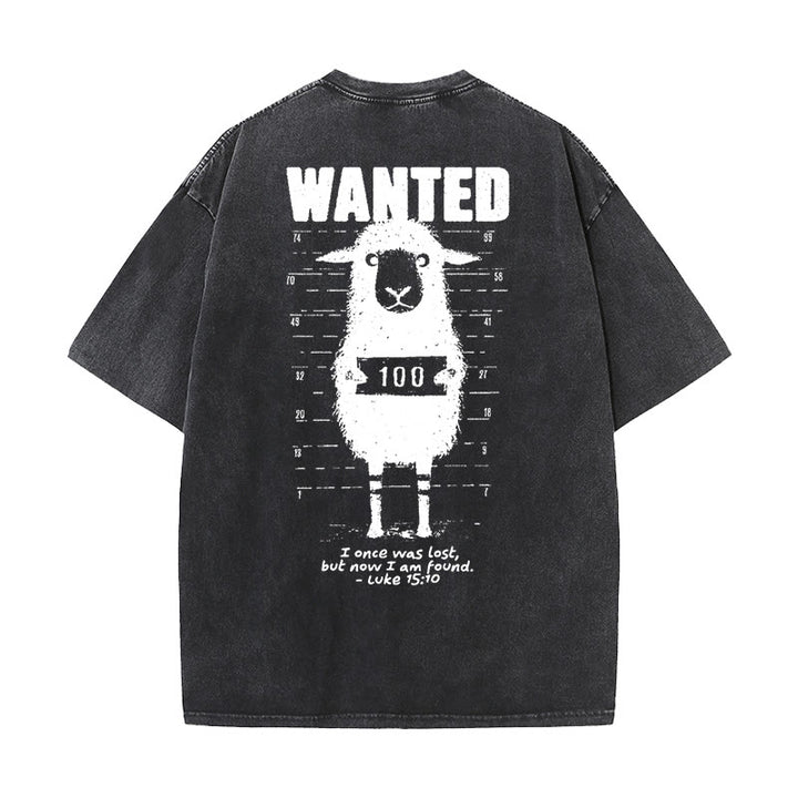 Christianartworkshop Wanted Sheep Unisex gewaschenes T-Shirt
