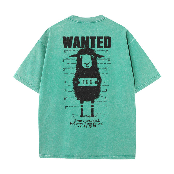 Christianartworkshop Wanted Sheep Unisex gewaschenes T-Shirt