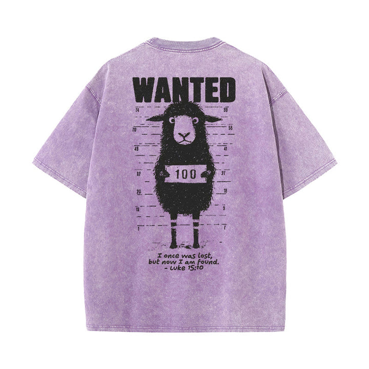 Christianartworkshop Wanted Sheep Unisex gewaschenes T-Shirt