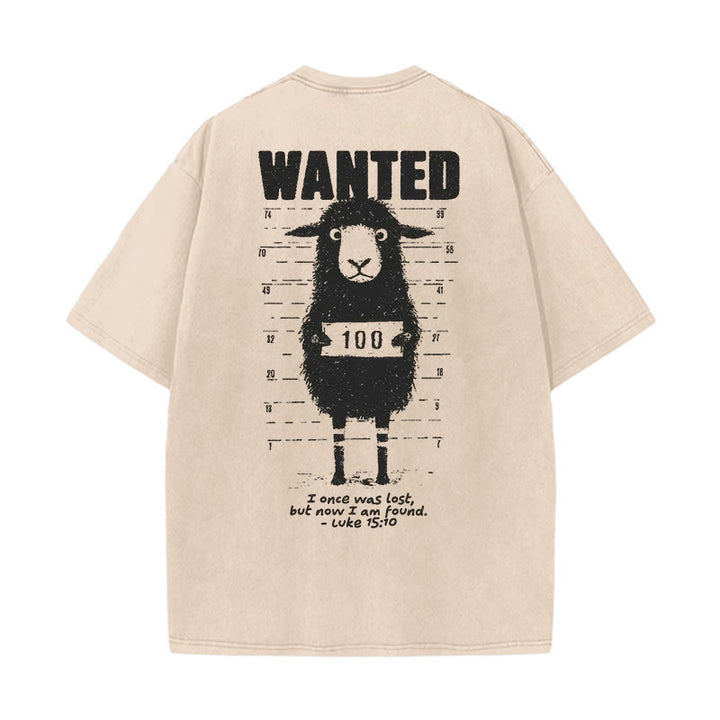 Christianartworkshop Wanted Sheep Unisex gewaschenes T-Shirt