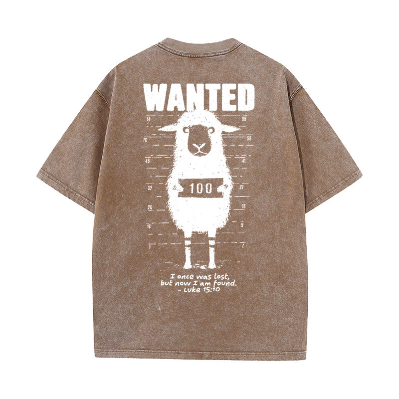 Christianartworkshop Wanted Sheep Unisex gewaschenes T-Shirt