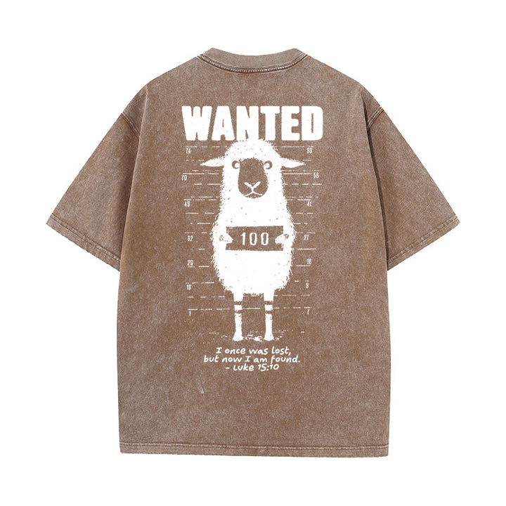 Christianartworkshop Wanted Sheep Unisex gewaschenes T-Shirt