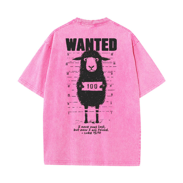 Christianartworkshop Wanted Sheep Unisex gewaschenes T-Shirt