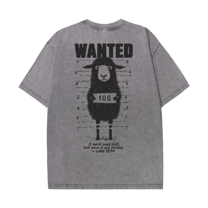 Christianartworkshop Wanted Sheep Unisex gewaschenes T-Shirt