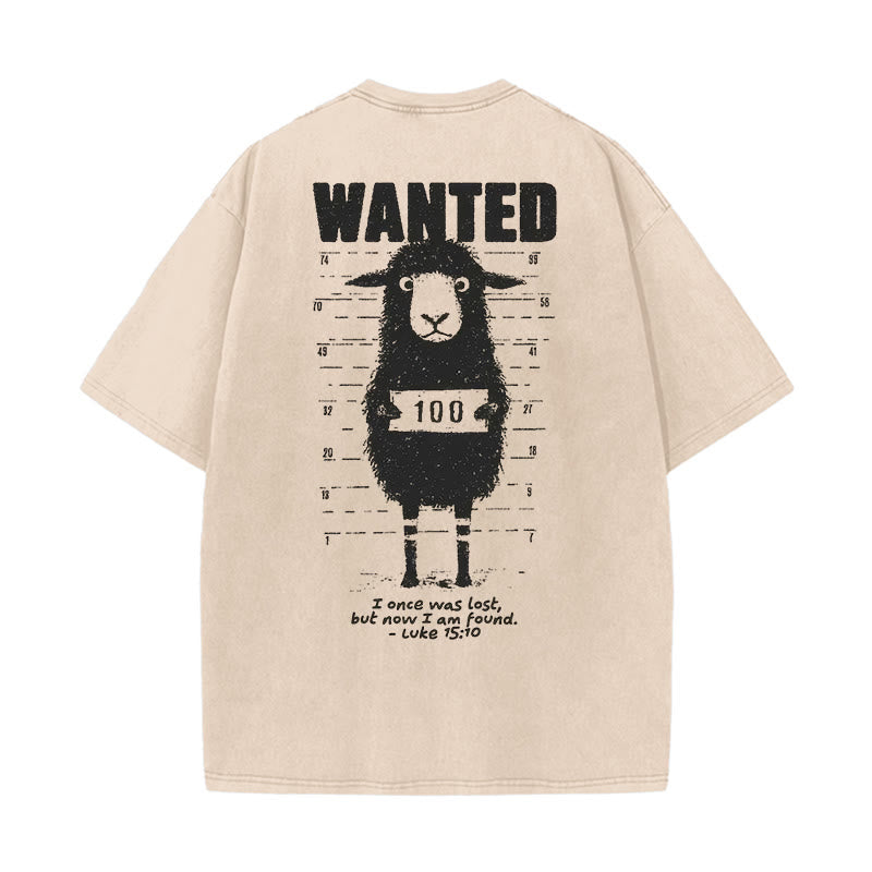 Christianartworkshop Wanted Sheep Unisex gewaschenes T-Shirt - Aprikose - 5XL - image 7