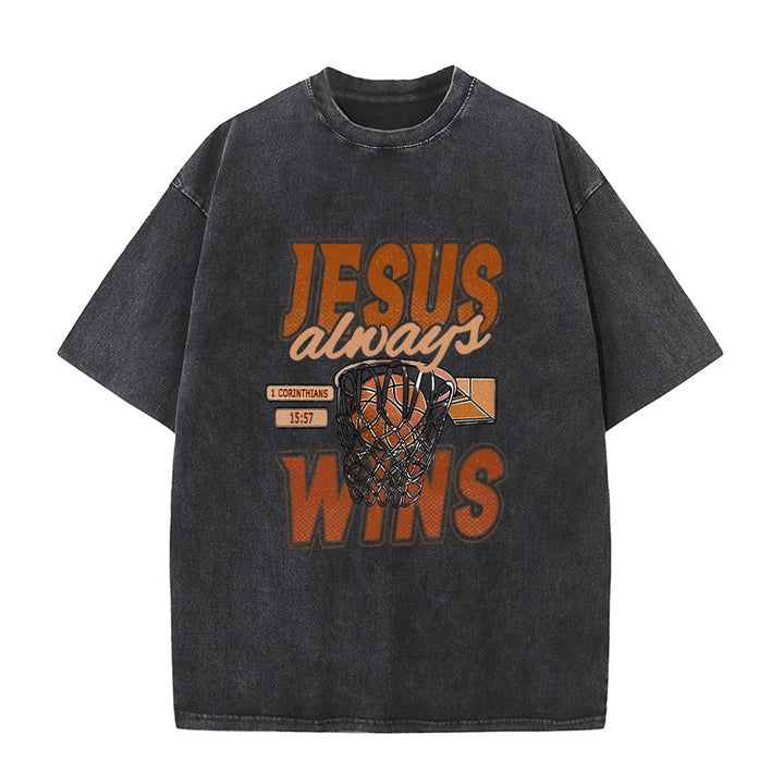 Christianartworkshop Unisex-T-Shirt mit Jesus-Logo und Basketball-Grafik, gewaschen