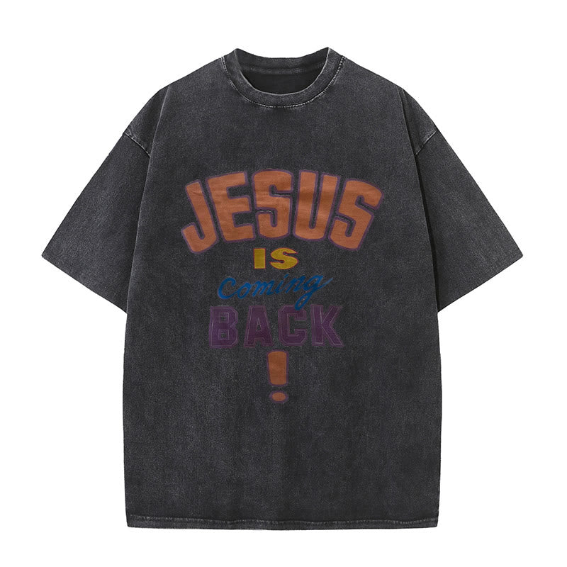 Christianartworkshop Unisex-T-Shirt mit Aufschrift „Jesus kommt zurück“, gewaschen - Schwarz - 5XL - image 7