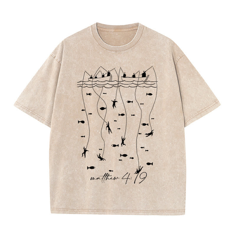 Christianartworkshop Biblisches Angel-Erzählung-Unisex-gewaschenes T-Shirt - Aprikose - 5XL - image 2