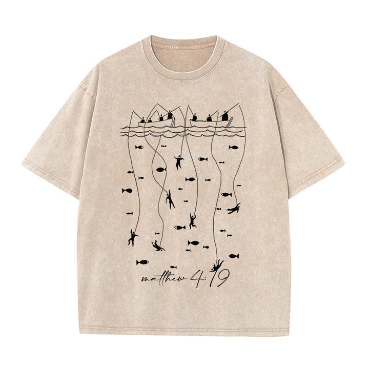 Christianartworkshop Biblisches Angel-Erzählung-Unisex-gewaschenes T-Shirt - Aprikose - 5XL - image 2