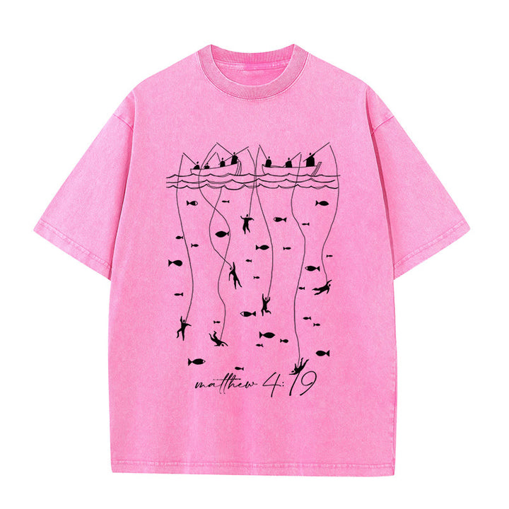 Christianartworkshop Biblisches Angel-Erzählung-Unisex-gewaschenes T-Shirt - Rosa - 5XL - image 8